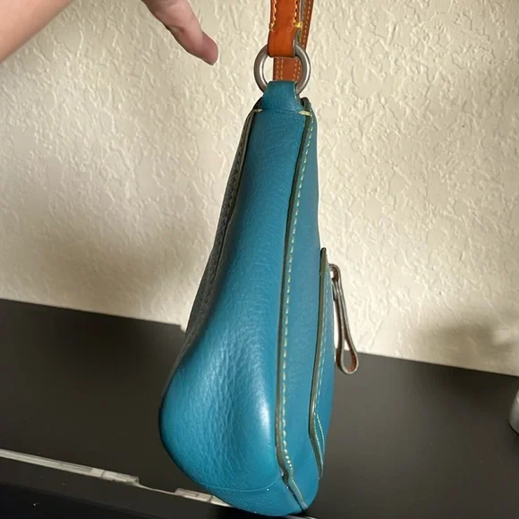 Coach Teal Pebbled Leather Chelsea Handbag F05S-8E96 - Picture 8 of 12